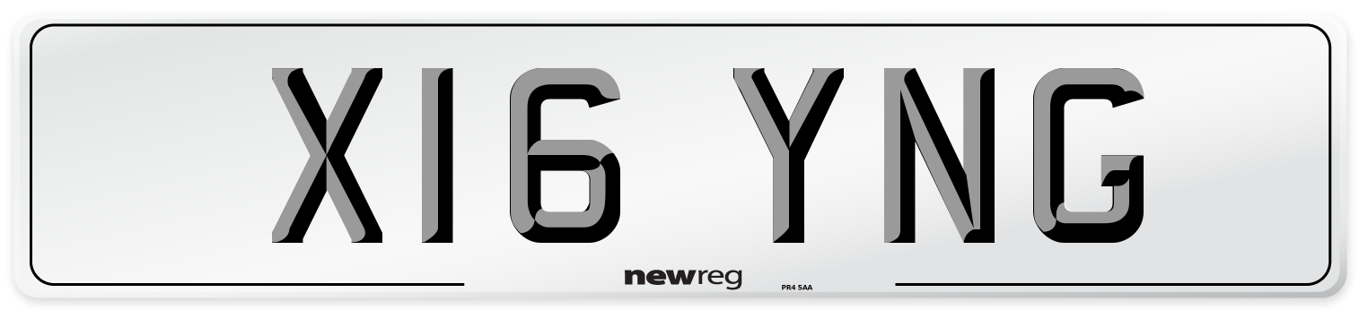 X16 YNG Number Plate from New Reg